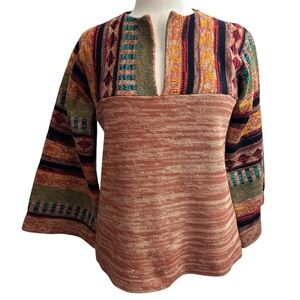70s Woolco Stroller Vintage Acrylic Space Dyed Bell Sleeve Sweater Womens